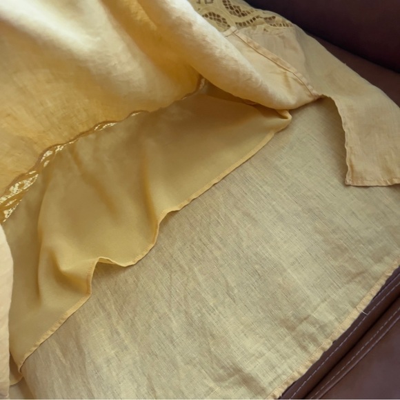 Chico’s Women’s 100% Linen Lace Yellow Mustard Tunic Top Blouse Shirt Sz 3 XL/16 - Picture 13 of 16